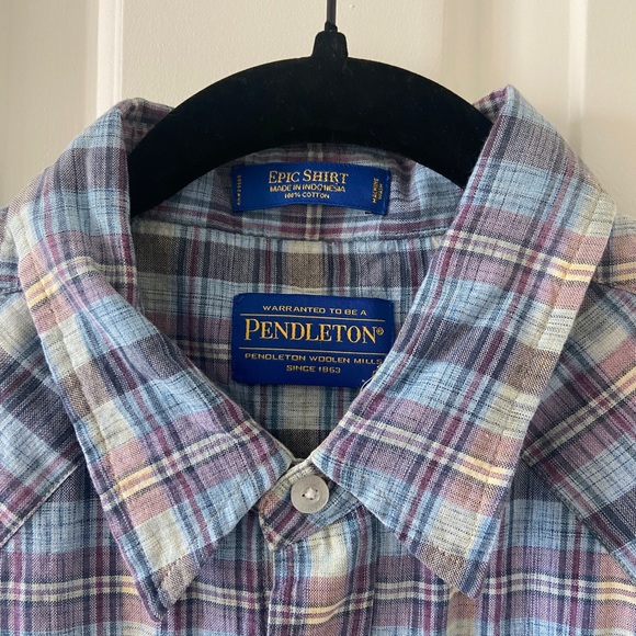 Pendleton Shirt Mens Medium Button Up Bridgeport Long Sleeve Blue Plaid - Picture 5 of 6
